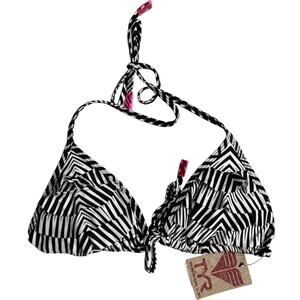 TYR HB Zig Zag Laser Ruffle Triangle Bra w/Pads Bikini Top Black White Sz Medium
